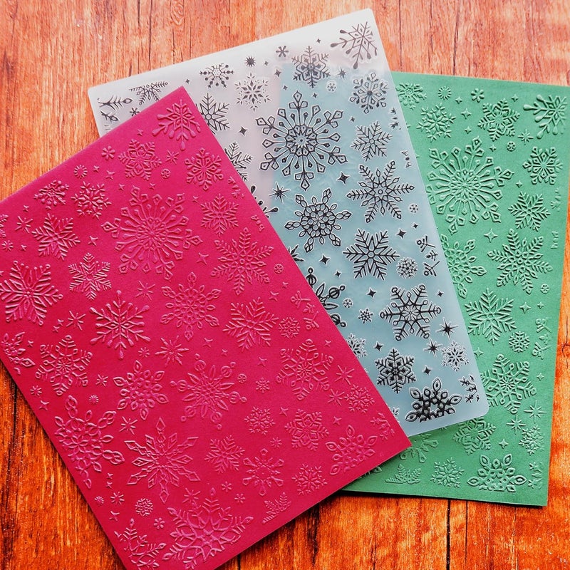 Arbuya Snowflakes Texture Plastic Embossing Folders for Card Making, Christmas Snowflake Embossing Folder DIY Craft Folders Template Stencils for Scrapbooking Photo Album Decoration 5“x7” - Image 3